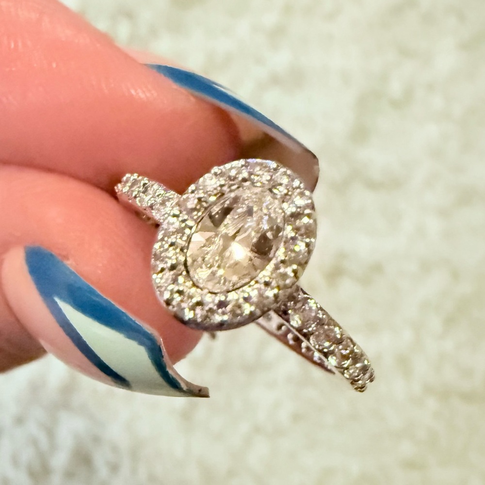 Vintage Prime Art & Jewel Halo Oval CZ Eternity Band Ring Size 7
